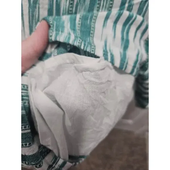 J.Jill Dress Women's Small Sleeveless Woven Embroidered Green Stripe 100% Cotton - Picture 3 of 8